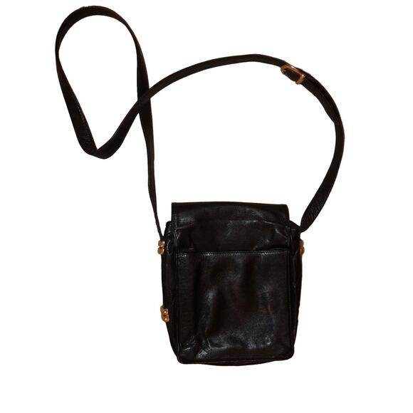 Preswick & Moore Buttery Soft Black Leather Crossbody Bag Purse With Gold Accent - Picture 1 of 9
